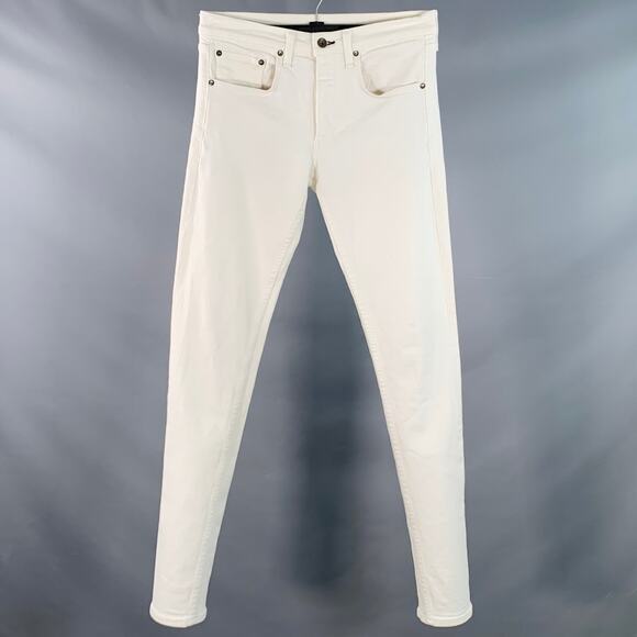RAG & BONE Size 29 White Cotton Blend Skinny Five Pockets Button Fly Jeans - Picture 1 of 10